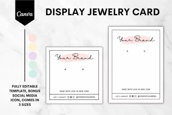 Editable Jewelry Card Display Card Canva Template