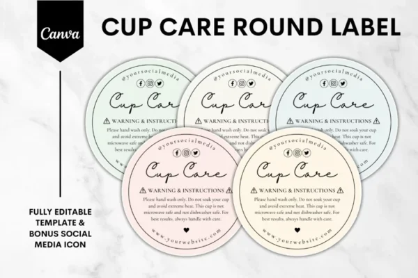 Editable Cup Care Instructions Canva Template